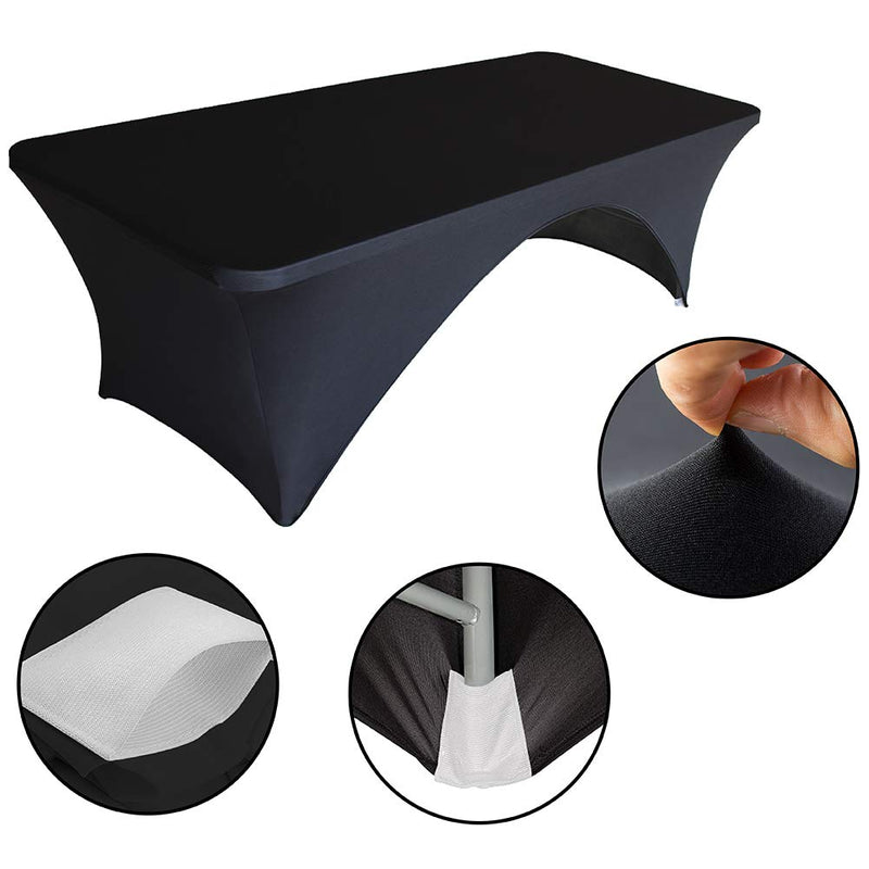 [Australia - AusPower] - Eurmax USA Spandex Table Cover 6 ft. Fitted 30+ Colors Polyester Tablecloth Stretch Spandex Table Cover-Table Toppers,6 FT Table Cover Open Back（6Ft,Black） Black 