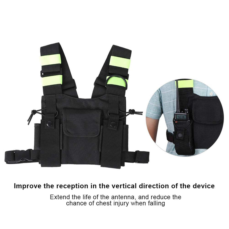 [Australia - AusPower] - Yellow Reflective Band Chest Harness Front Pack，Nylon Material Adjustable Shoulder Strap Chest Harness Front Pack for Police, Production Workshop,Construction Site 