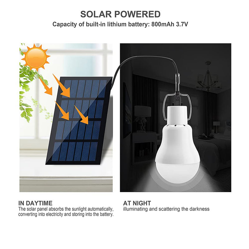 [Australia - AusPower] - Solar Light Bulbs, Portable Outdoor 130LM Solar Powered LED Light Bulb with 800mAh Rechargeable Battery for Chicken Coop Camping Hiking Tent Shed Patio Garden Barn (2Pack) 2pack 