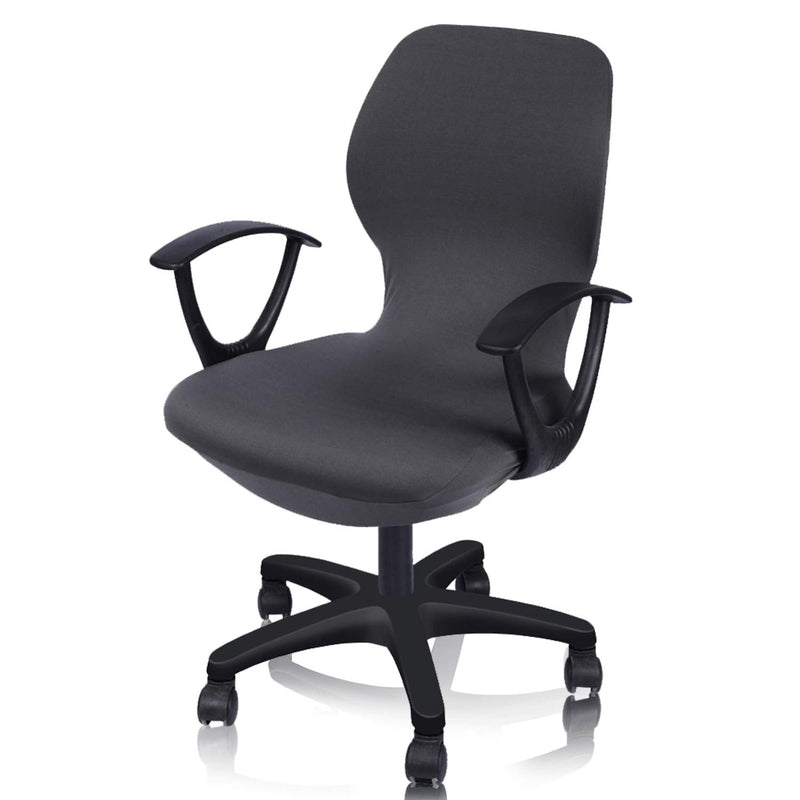 [Australia - AusPower] - Deisy Dee Computer Office Chair Covers Pure Color Universal Chair Cover Stretch Rotating Chair Slipcovers Cover ONLY Chair Covers C098 (Dark Grey) Dark Grey 