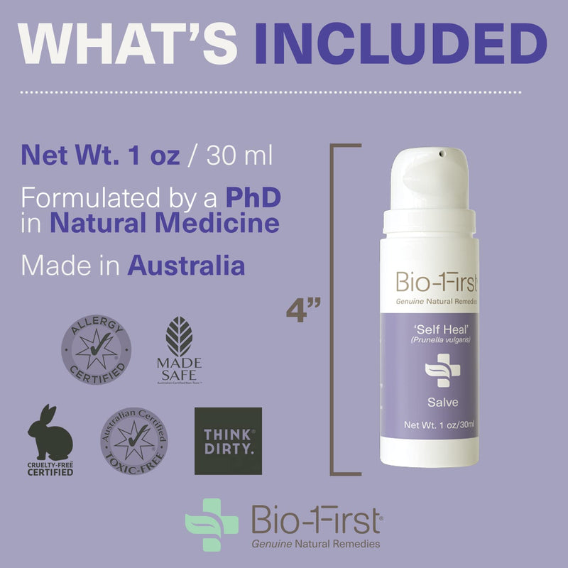[Australia - AusPower] - Bio-First - 'Self Heal' Salve - Natural First Aid - Multi-Purpose - Aloe Vera - Wound Care, Burn, Cuts, Bug Bites, & Itching - Non Toxic - Vegan - Gluten Free - for Adults & Kids - 30 ml 