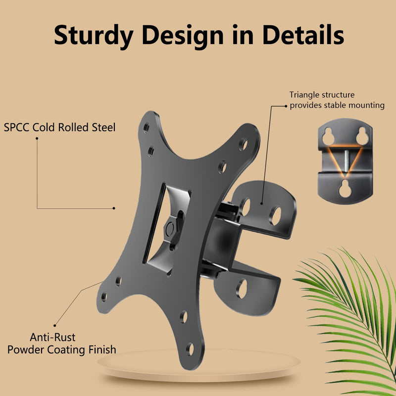 [Australia - AusPower] - Nuyoah Monitor Wall Mount Tilt Swivel Full Motion for 10”-26” TV Screens, RV TV Mount Camper, Small TV Wall Mount for Computer Monitors with Max VESA 100x100mm 