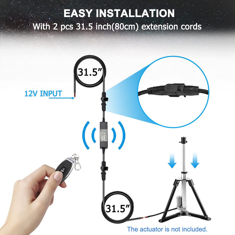 [Australia - AusPower] - UYGALAXY Linear Actuator Controller DC Motor 12V Momentary Switch Forward/Reverse with 2 PC Wireless Remote Control DPDT Relay for Motors 2 fob keys 