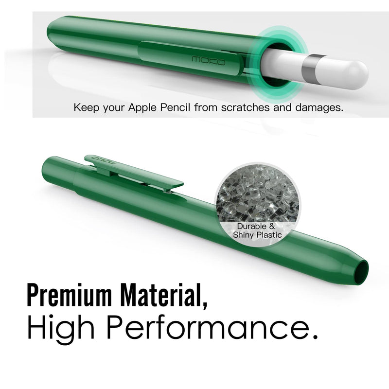 [Australia - AusPower] - MoKo Holder Case Fit Apple Pencil 1st Gen, Retractable Tip Cap Fit New iPad 10th Gen 2022, iPad 9th Gen 2021, iPad 8th Gen 2020 iPad 6th 9.7 2018, iPad Mini 5th Gen Pencil Sleeve, Midnight Green 