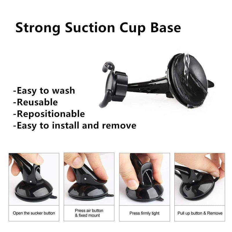 [Australia - AusPower] - LEWOTE Universal Car Phone Mount[Dashboard/ Windshield/Air Vent Cell Phone Holder 3in1][Strong Suction Cup][Gift 2Pcs Collapsible Grip] 