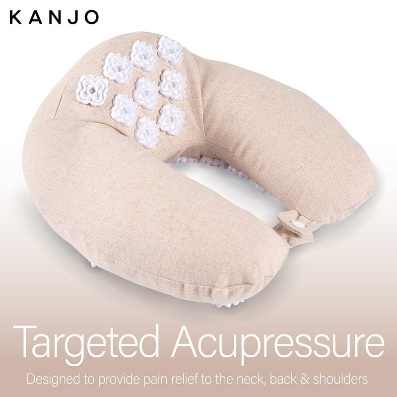 [Australia - AusPower] - Kanjo Memory Foam Acupressure Neck Pillow - High Density Memory Foam Core - Travel Accessory Pillow - Relieves Neck Pain and Back Pain - Includes Carry Bag - FSA & HSA Eligible 