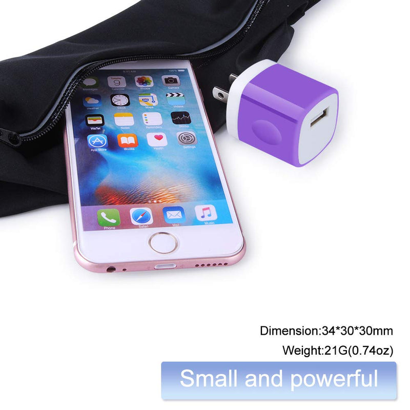 [Australia - AusPower] - Fast Charging USB Type C Wall Charger for Samsung Galaxy Note 20/10, S22 S21 S20 FE/Ultra 5G S20+ S10 A51 A71 A11 A01 A21 A20 A50, 5V/1A Single Power Adapter Charger Block Cube 6ft USB C Cable, 2Pack EB T(Purple) 
