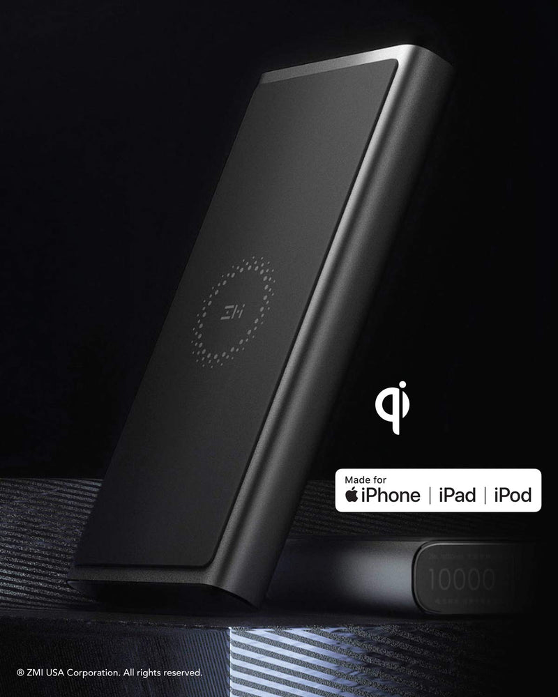 [Australia - AusPower] - Wireless Power Bank Compatible with iPhone 13/12/11/Pro/Max/X/XS/XS Max/8/8 Plus and iPad ZMI LevPower M10 MFi and Qi Certified USB PD Portable Charger with USB-C and Lightning Port 