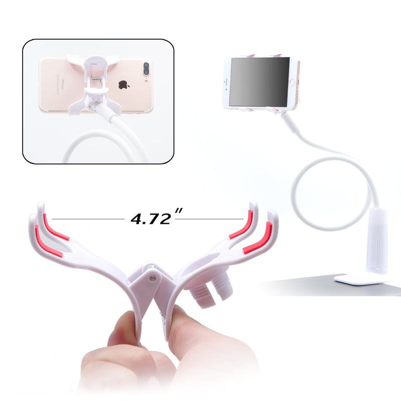 [Australia - AusPower] - AUXO-FUN Cell Phone Holder, Universal Lazy Bracket Mobile Phone Stand, Flexible Gooseneck Long Arm Clip (White) White 