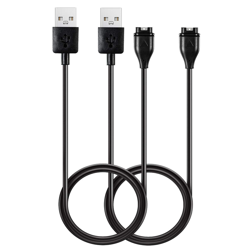 [Australia - AusPower] - Charging Cable Compatible with Garmin Forerunner 55 Smartwatch 2Pack Replacement USB Charging Charger Cord for Forerunner 55 Smart Watch, Black 