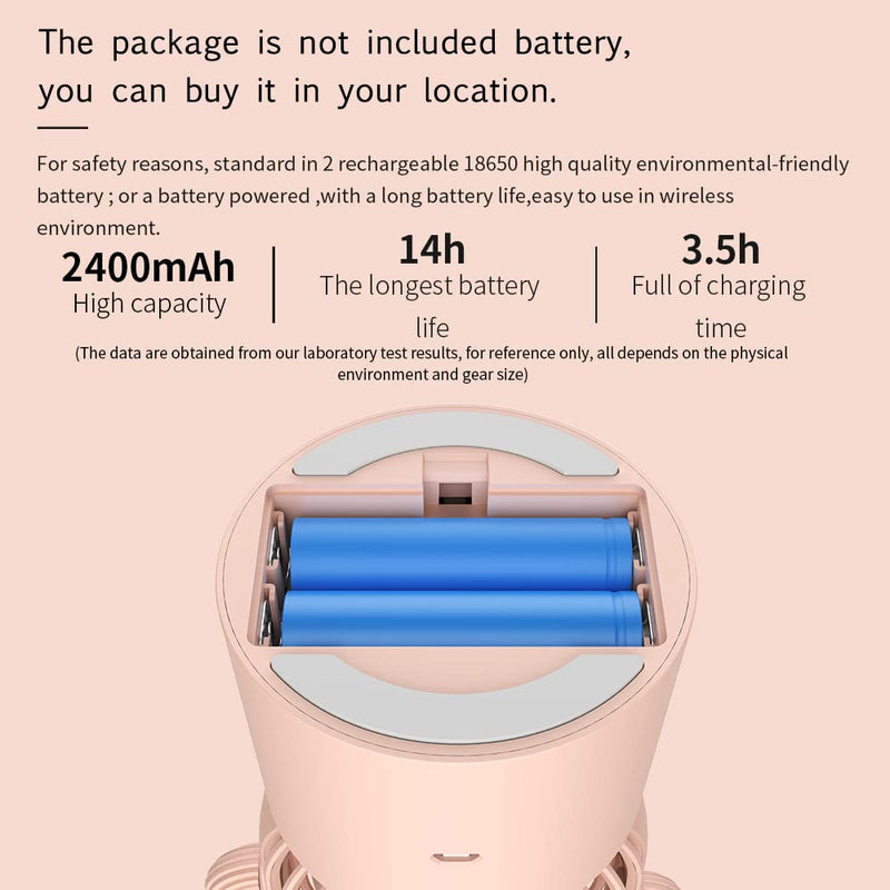 [Australia - AusPower] - Small Desktop USB Table Desk Fan Personal Fan, Cactus Mini Handheld Rechargeable 80 Degree Auto Rotation Portable Fans, 3 Speeds Strong Wind, Quiet Operation Fan for Girls Baby Room Home Office Pink 