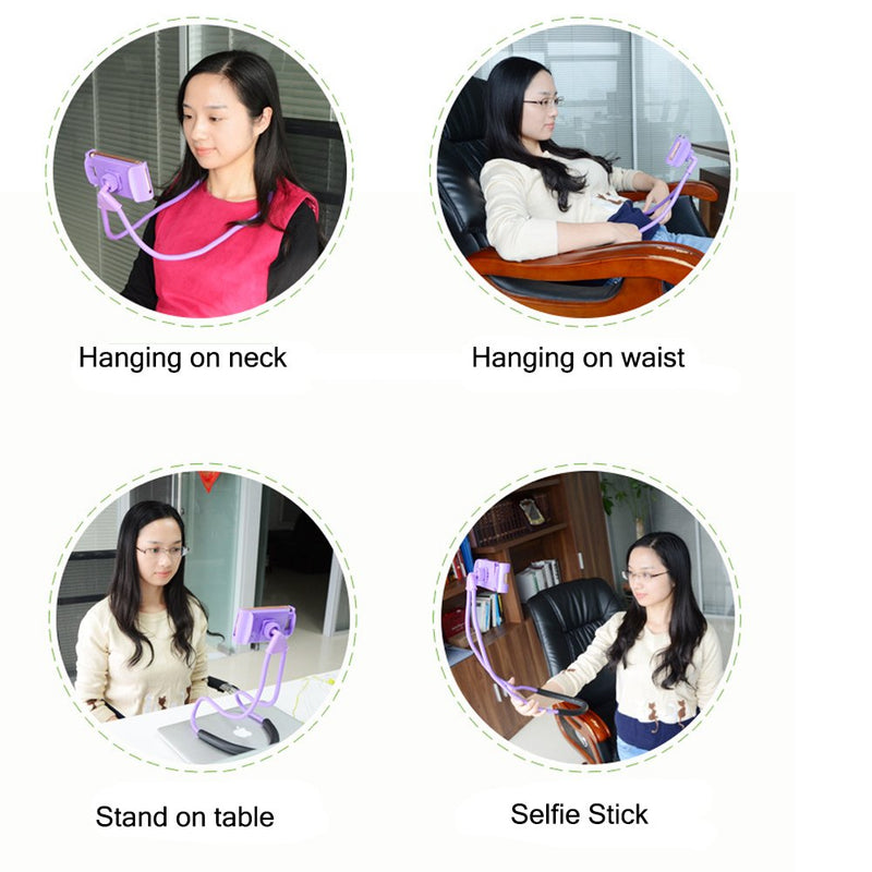 [Australia - AusPower] - Lazy Cell Phone Holder - Universal Phone Holder to Wear Around Neck Lazy Bracket Free Rotating Smart Mobile Phone Mount Stand Purple 