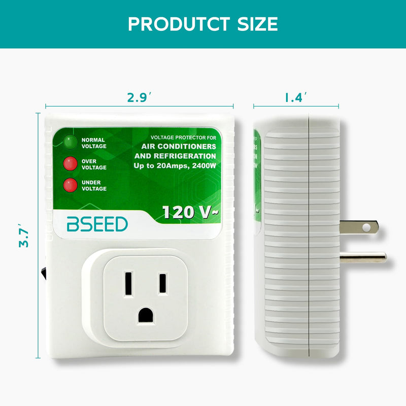 [Australia - AusPower] - BSEED Surge Protector, Surge Protector Outlet for Refrigerator, Wall Power Surge Protector Plug in for TV, Computer, Washing Machine, Freezer and Home Appliances, 120VAC, 20Amp, 2400Watts, 1 Pack N017-120V-20A-1 Pack 
