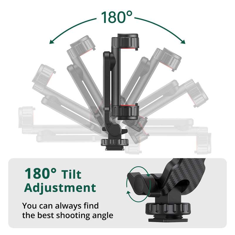 [Australia - AusPower] - ATUMTEK Phone Tripod Mount, Universal Smartphone Mount Adapter with 2 Cold Shoe and 1/4" Standard Screw, 360° Rotates and 180° Tilts Adjustable Cell Phone Clamp Holder for Perfect Mobile Photography Black 
