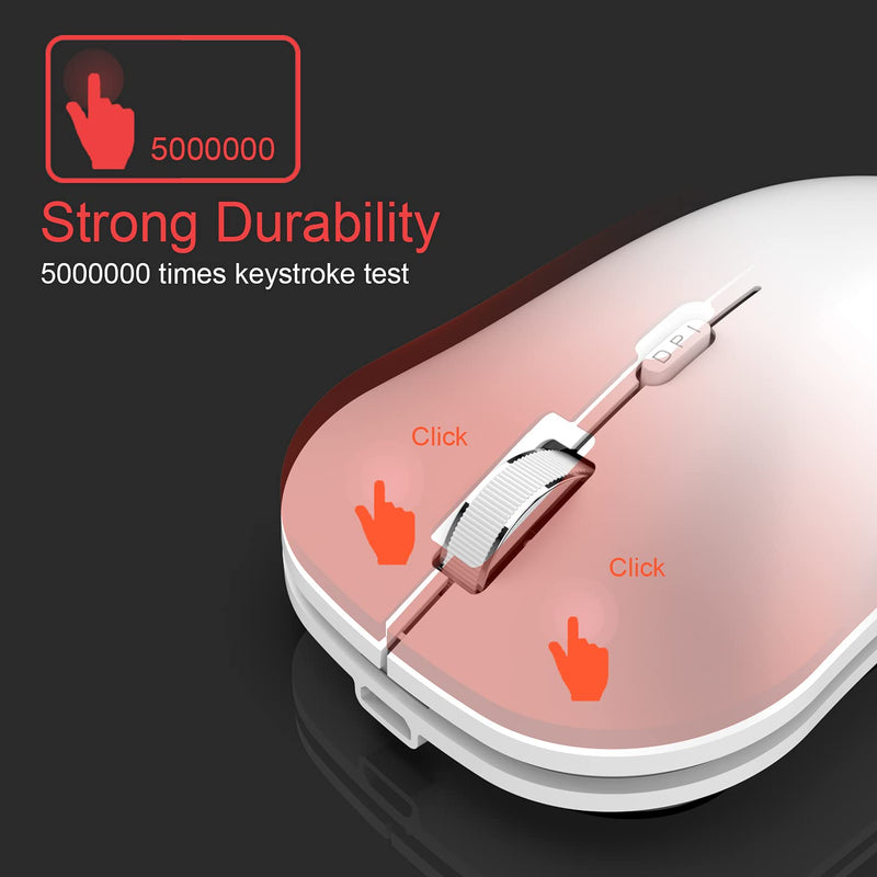 [Australia - AusPower] - Arteck 2.4G Wireless Mouse with Nano USB Receiver Ergonomic Design Silent Clicking for Computer / Desktop / PC / Laptop and Windows 10/8/7 Build in Rechargeable Battery - White 