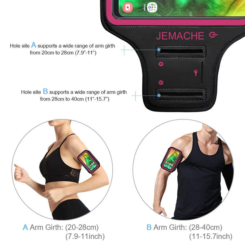 [Australia - AusPower] - Galaxy A52 A51 A50 A20 Armband, JEMACHE Water Resistant Gym Running Workouts Exercises Arm Band for Samsung Galaxy A20 A50 A51 A52 5G with Card Holder (Rosy) Rosy 