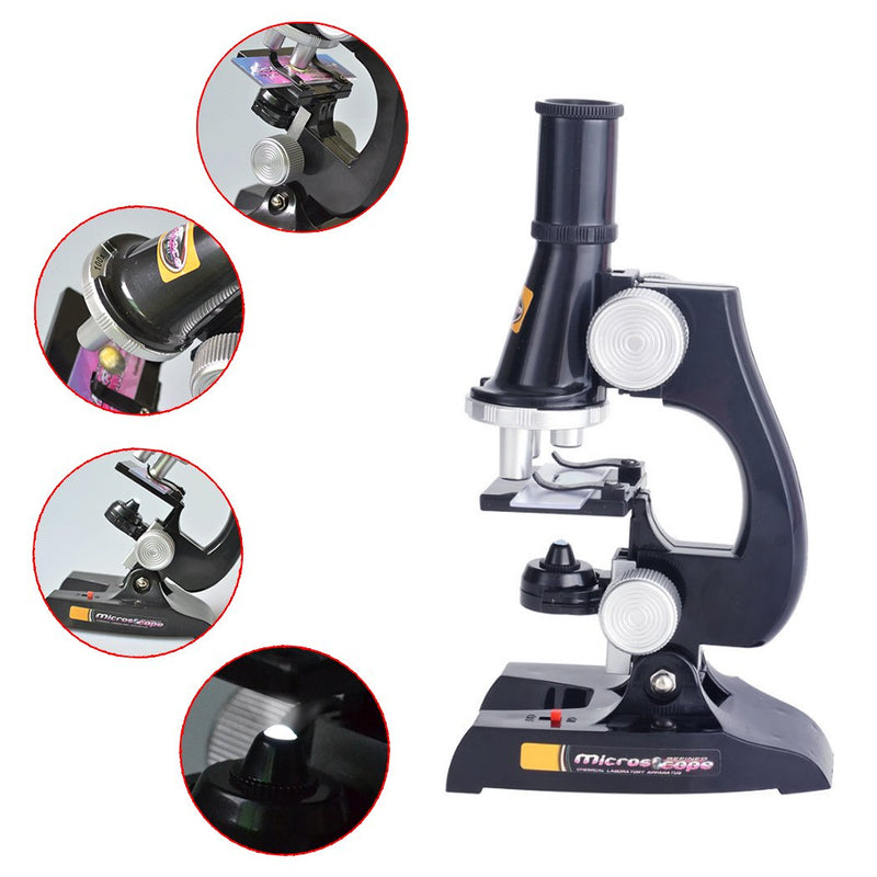 [Australia - AusPower] - FUNRUI Kids Microscope, 450x, 200x, 100x Magnification Children Science Microscope Kit with LED Lights Includes Accessory Toy Set for Beginners Early Education 