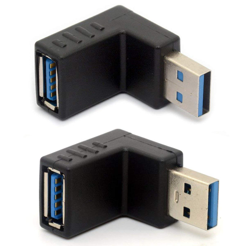 [Australia - AusPower] - Angled USB 3.0 Adapter 90 Degree USB Connector Extender Type A Male to Type A Female Plug Coupler 2Pcs (UP + Down) 