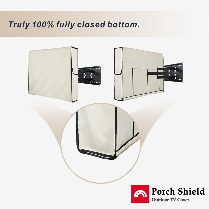[Australia - AusPower] - Porch Shield 56-60 inches Outdoor TV Cover Universal Weatherproof Protector for LCD LED Plasma Flat TV Screen Compatible with Wall Mounts and Stands Beige 56‘’-60‘’ 