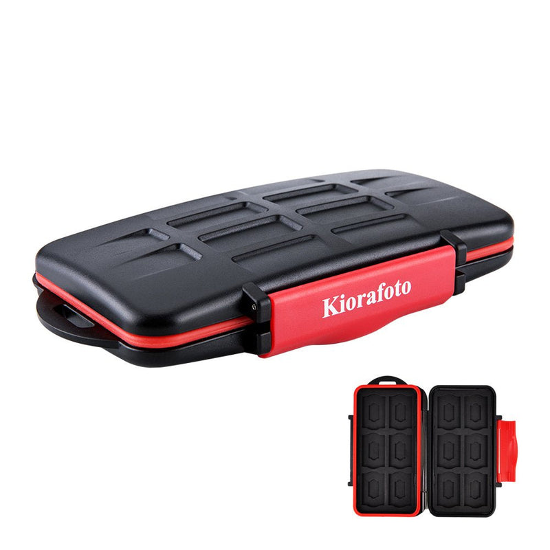 [Australia - AusPower] - Kiorafoto Professional Water-Resistant Anti-Shock Holder Storage SD SDHC SDXC TF Memory Card Case Protector Cover with Carabiner for 12SD Cards & 12 Micro SD Cards for 12 SD + 12 Micro SD 