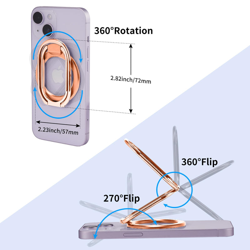 [Australia - AusPower] - Rimyam Magnetic Phone Ring Holder Stand with MagSafe Phone Grip Adjustable Phone Ring Kickstand Mag Safe Accessories for iPhone 14/13/12 Removable for Wireless Charging Rose Gold MAG Rose Gold 