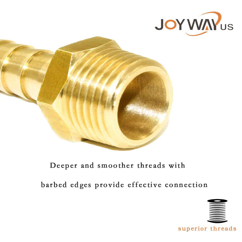 [Australia - AusPower] - Joywayus Brass Barb Fitting 3/8" Hose ID x 3/8" Male NPT Water/Fuel/Air(Pack of 5) 3/8"Barb x 3/8"NPT Male 5PCS 