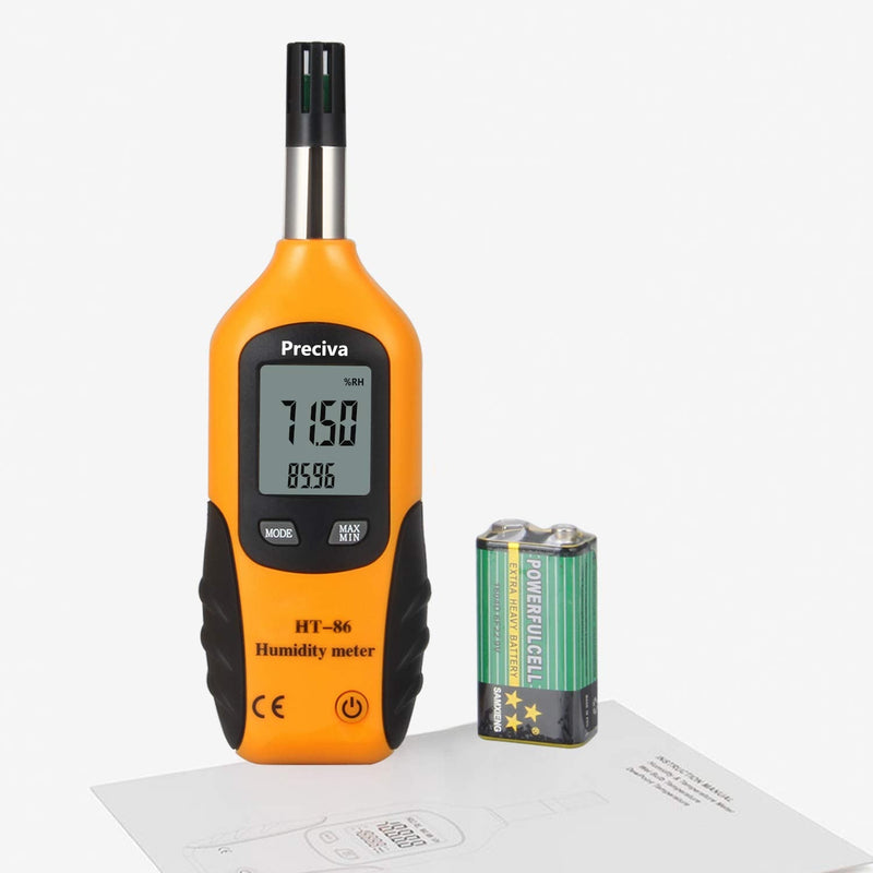 [Australia - AusPower] - Preciva Digital Psychrometer Thermo-Hygrometer, LCD Mini Temperature and Humidity Meter with Dew Point and Wet Bulb Temperature Hygrometer for Industry, Agriculture, Meteorology (9V Battery Included) 