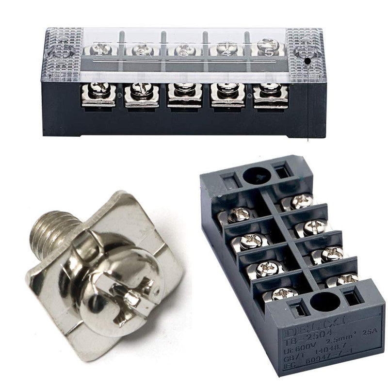 [Australia - AusPower] - PZRT 40pcs M5x10 Terminal Block Screws with 12x12mm Square Washers, Nickel Plated Carbon Steel, Silver 