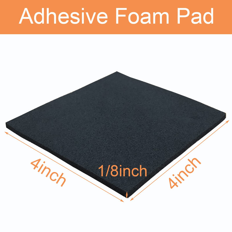 [Australia - AusPower] - 8 Pcs Black Adhesive Foam Padding, Closed Cell Foam Sheet 1/8" Thick 4 Inch X 4 Inch, Neoprene Rubber Pad Self Stick Anti-Slip Adhesive Anti Vibration Foam Pad (4inX 4inX 1/8in, 8) 4in X 4in X 1/8in 