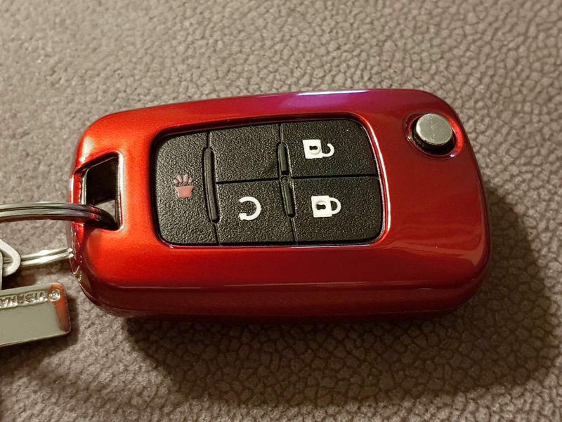 [Australia - AusPower] - iJDMTOY Exact Fit Glossy Red Smart Key Fob Shell Cover Compatible With Chevrolet GMC 3 4 or 5 Buttons Folding Key Fob (Camaro Cruze Malibu SS Spark Volt, etc) 