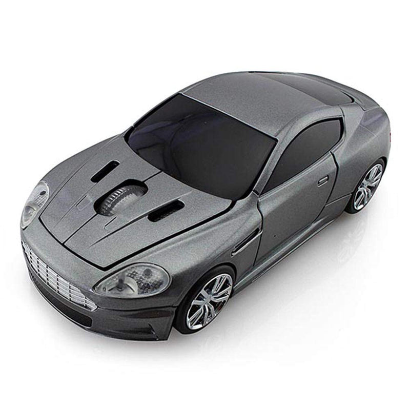 [Australia - AusPower] - ECOiNVA Wireless Sports Car Mouse Laptop Desktop Mouse Computer Optical Mice 2.4GHz USB Mouse (Gray) Gray 