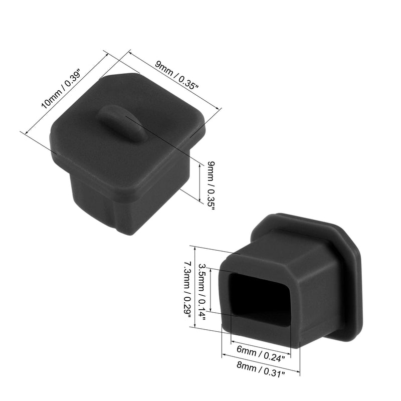 [Australia - AusPower] - uxcell 30pcs Silicone USB B Port Protectors Anti-Dust Stopper Cap Cover, Black 