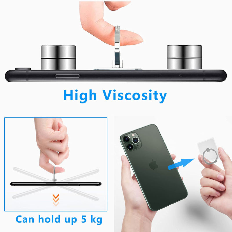 [Australia - AusPower] - VOVIGGOL Cell Phone Ring Holder Stand 5 Pack, Transparent Phone Ring Holder Finger Kickstand 360° Degree Rotation Clear Phone Ring Grip Compatible iPhone Cellphone Phone Case (Round) 5 Siver Round 