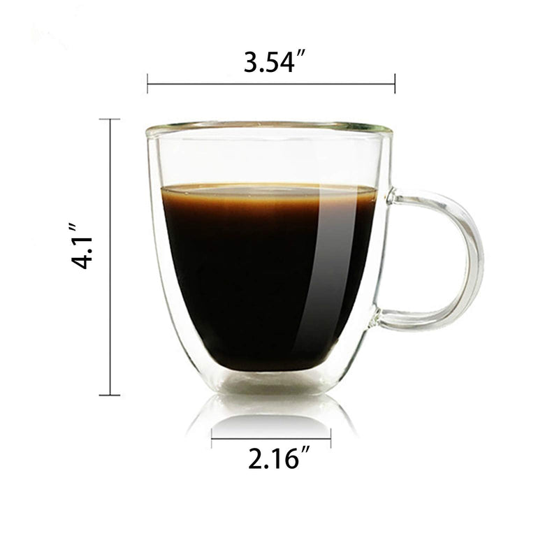 [Australia - AusPower] - Glass Coffee Mug, Double Wall Insulated Glass Cup 12 Oz Heat-resistant Clear Coffee Mug for Tea Coffee Latte Espresso Cappuccino and Beverage, Set of 1 (Round) 