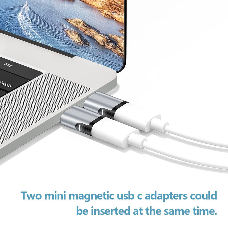 [Australia - AusPower] - Magnetic USB C Adapter 24 Pin Mini Magnetic USB C Adapter Straight Male to Female Connector 100W PD Fast Charge 20Gbs Data Transfer USB3.1 