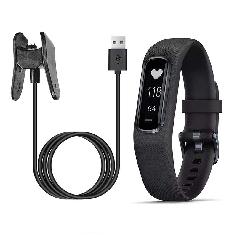 [Australia - AusPower] - EXMRAT Compatible with Garmin Vivosmart 4 Charger, 1m/3.3ft USB Charger Charging Cable Clip for Garmin Vivosmart 4 (Black) 
