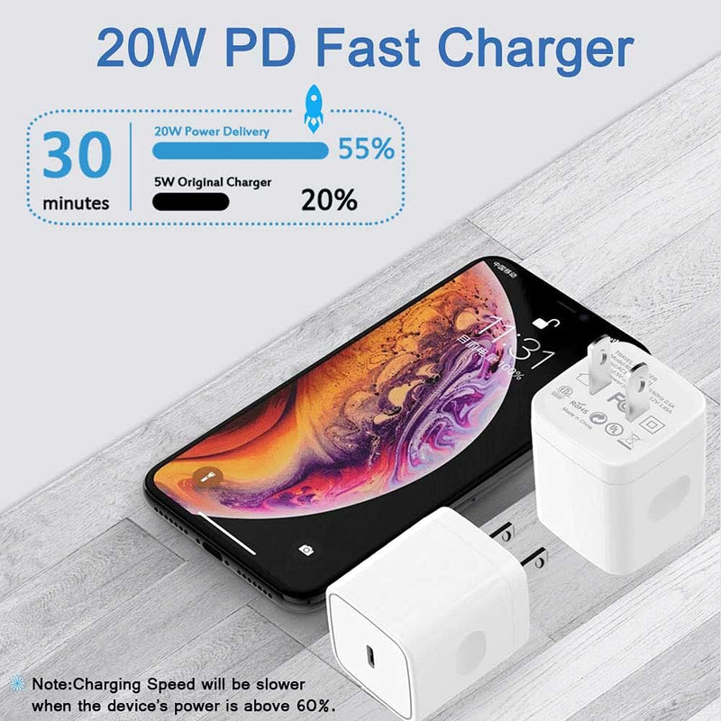 [Australia - AusPower] - 20W iPhone USB-C Fast Charger Compatible iPhone 12,MFi Certified PD Wall Plug Adapter,Power Delivery Travel Charger Block Suitable iPhone 11/Xs/X/8/iPad/iPod （Include 6FT Type C to Lightning Cable） 