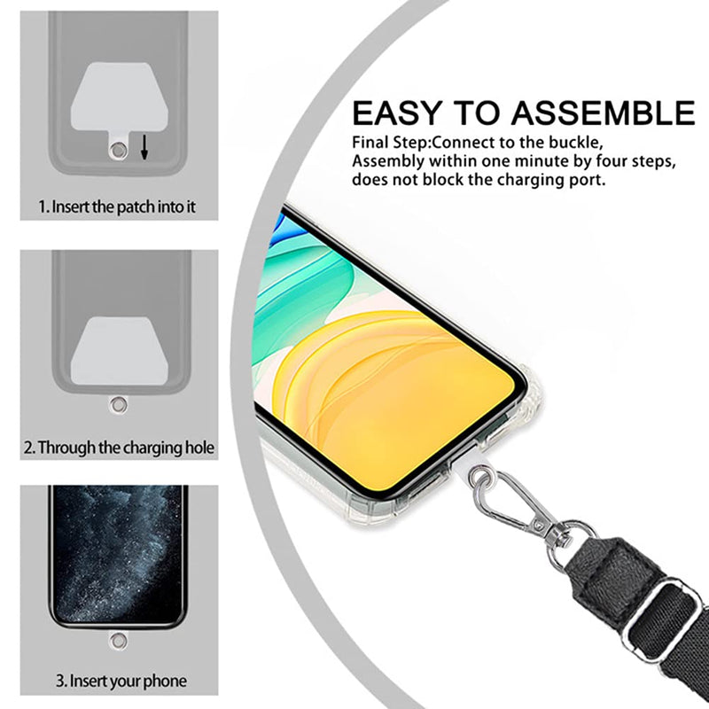 [Australia - AusPower] - ikasus Phone Lanyard Universal Adjustable Neck Strap and Crossbody Pocket Cell Phone Lanyard Neck Strap for Phone Case Black Medium 