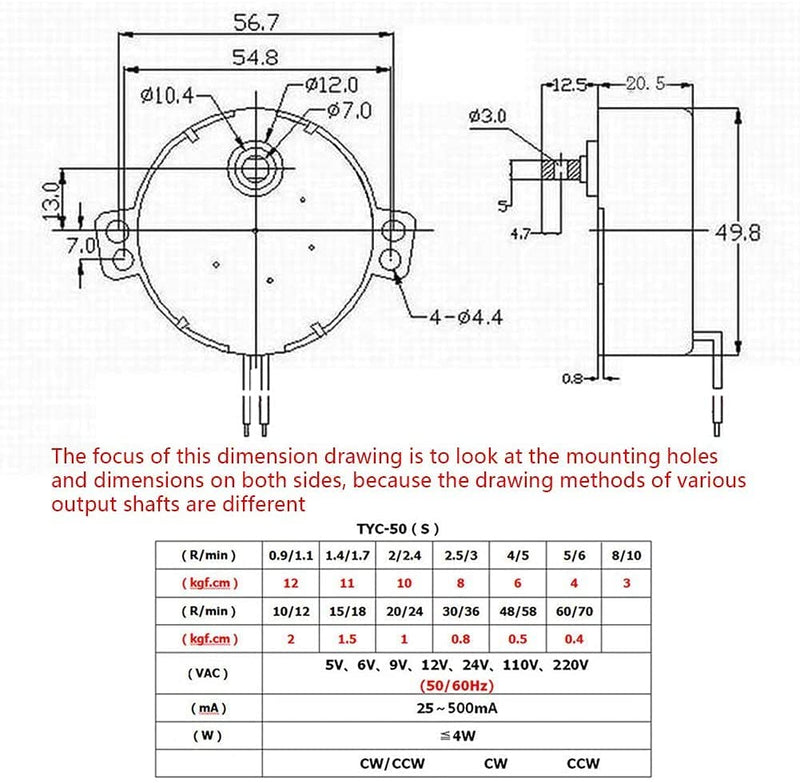 [Australia - AusPower] - Heyiarbeit Synchronous Gear Motor 50-60Hz AC 110V 20-24RPM Electric Motor CW/CCW TYC-50 4W Horizontal Hole Tapping Shaft for Hand-Made School Project Model 1pcs 1 