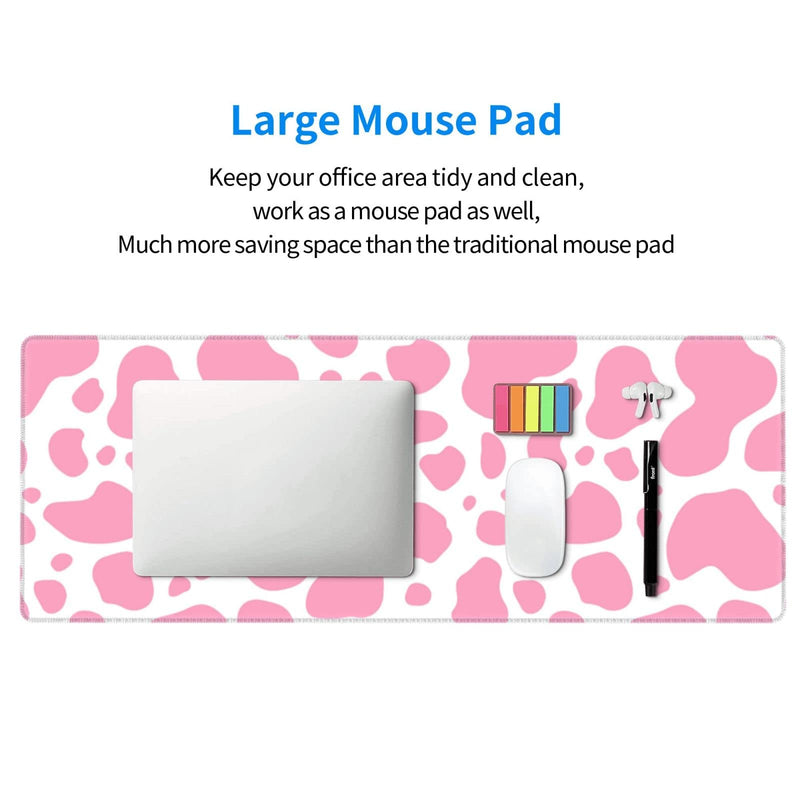 [Australia - AusPower] - Pink Cow Print Gaming Mouse Pad Large XL Desk Mat Long Extended Pads Big Mousepad for Home Office Decor Accessories 31.5 X 11.8 Inch Pink Cow Print 