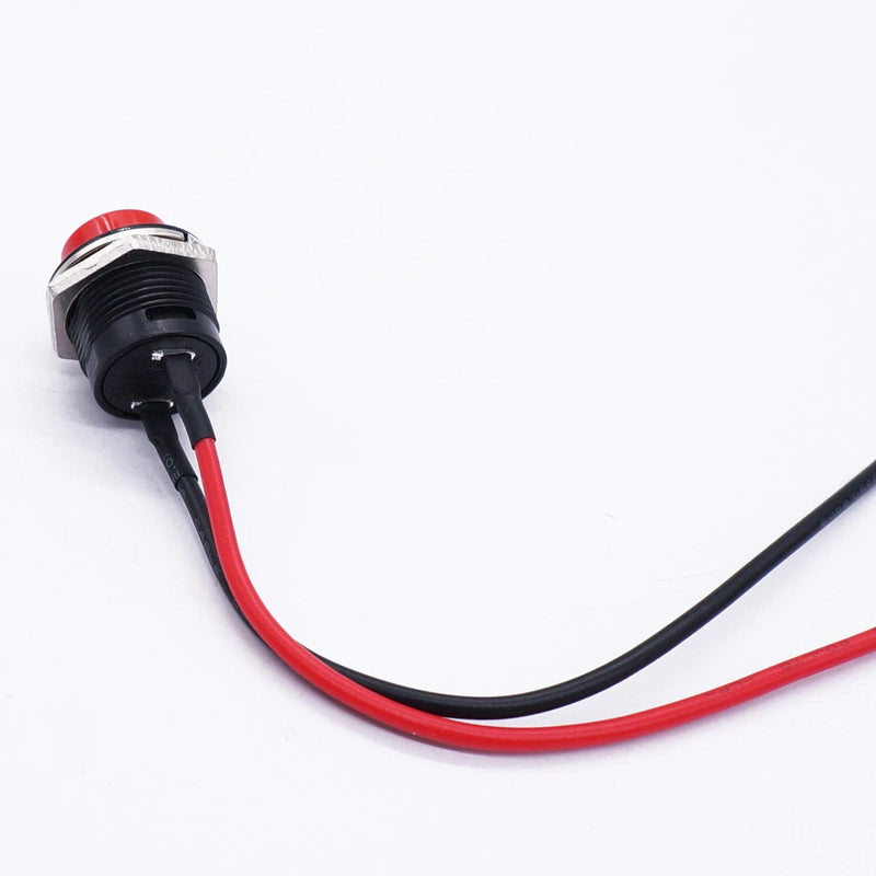 [Australia - AusPower] - Twidec/6Pcs SPST Momentary Push Button Switch AC250V/3A AC125V/6A Mini Off(ON) ON Black + Red with Pre-soldered Wires R13-507BKR-X Black+Red 