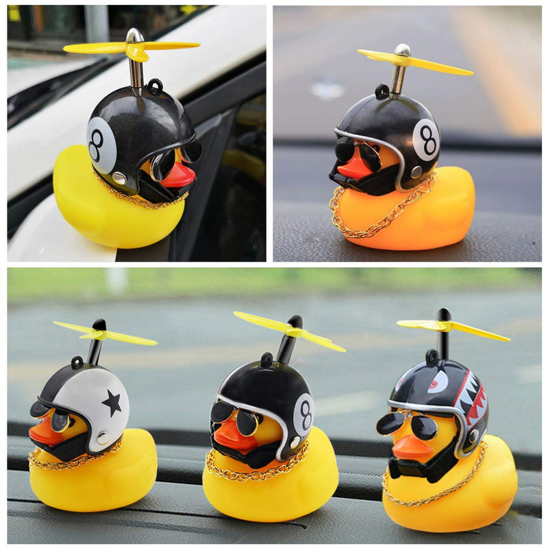 [Australia - AusPower] - wonuu Rubber Duck Car Ornaments, 5Pcs Yellow Duck Car Dashboard Decorations Squeeze Duck Bicycle Horns with Propeller Helmet (5 Pack-Combination 1) B-combination 