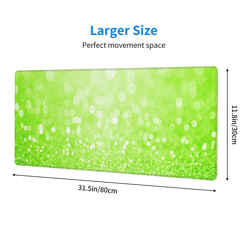 [Australia - AusPower] - Lime Green Glitter Gaming Mouse Pad Large XL Long Extended Pads Desk Mat Big Mousepad for Home Office Decor Accessories Lime Green Glitter 
