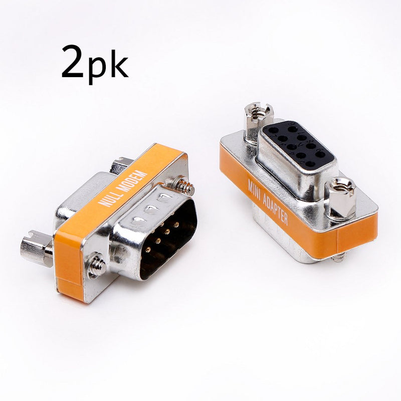 [Australia - AusPower] - DB9 null modem male to female slimline data transfer serial port adapter 2 Pack 