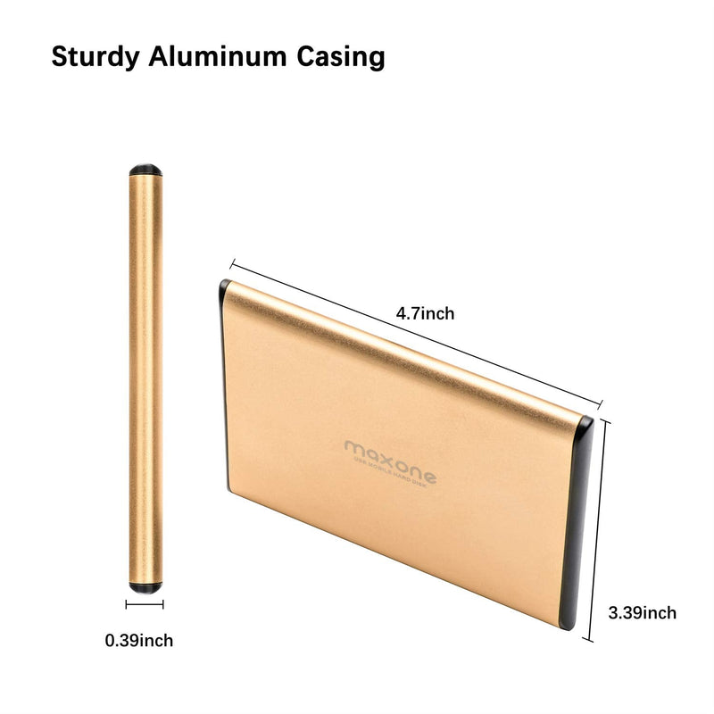 [Australia - AusPower] - Maxone 500GB Ultra Slim Portable External Hard Drive HDD USB 3.0 for PC, Mac, Laptop, PS4, Xbox one - Gold 