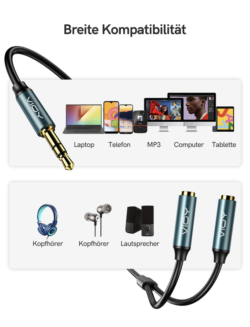 [Australia - AusPower] - Headphone Splitter, VIOY 3.5mm Stereo Audio Y Splitter Cable Male to Female Dual Headphone Jack Extender for iPhone, Samsung, Tablet, Laptop, Speaker, MacBook Deep Green 