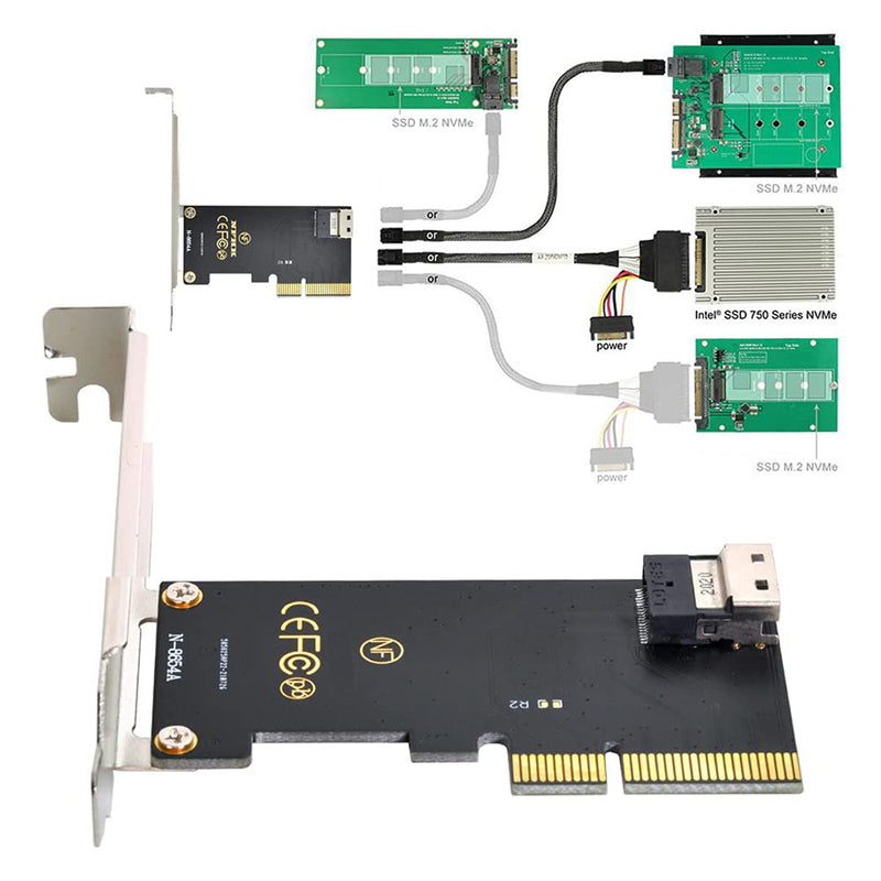 [Australia - AusPower] - NFHK PCI-E 3.0 4.0 to SFF-8654 Slimline SAS Card Adapter and U.2 U2 SFF-8639 NVME PCIe SSD Cable for Mainboard SSD 