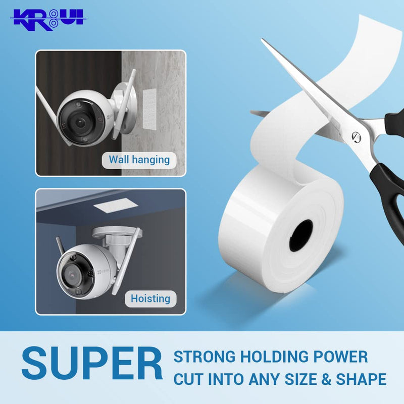 [Australia - AusPower] - KRUI 26 Feet x 1 Inch Hook and Loop Tape Roll, Heavy Duty Industrial Fastener, Hook and Loop Strips with Adhesive, Sticky Back Fastener for Indoor Outdoor Use White 26FT x 1IN 