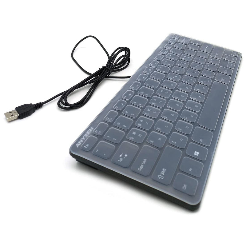 [Australia - AusPower] - Mini Wired Keyboard(Korean-English) Ultra Thin and Light Portable 78 Keys Small USB Multimedia Desktop, Computer, Notebook, Laptop, Windows 7/8/10, Keyboard Protection Skin Included (Korean-English) Korean-English 