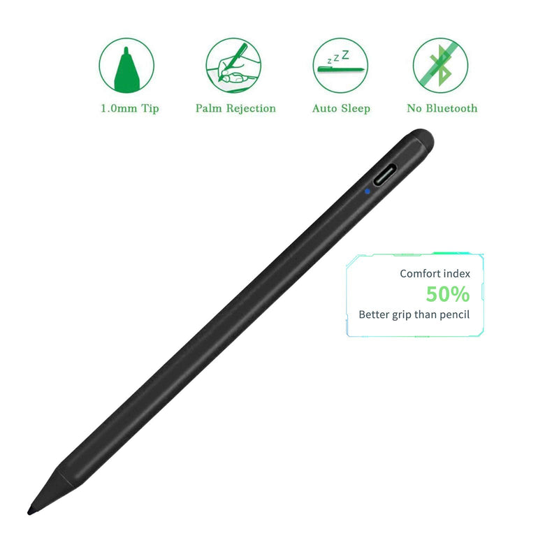 [Australia - AusPower] - iPad Pro 12.9" 5th/4th Stylus Pencil,1.5mm Palm Rejection Replaceable Fine Tip Active Pen Compatible with Apple Pencil for iPad Pro 12.9-Inch 5th/4th Gen Stylus for Drawing Sketching Pen Black 